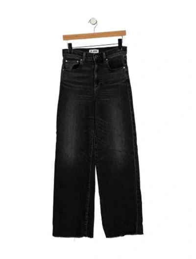 Pre-owned Le Jean High-rise Wide Leg Jeans In Black