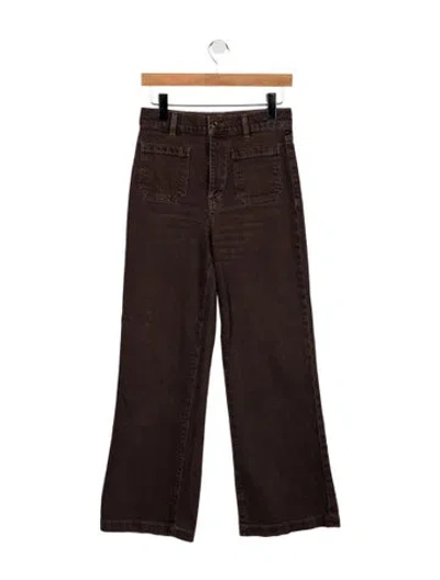 Pre-owned Le Jean High-rise Wide Leg Jeans In Brown