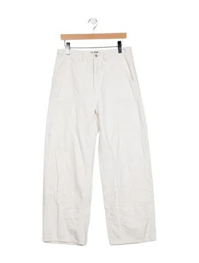 Pre-owned Le Jean High-rise Wide Leg Jeans In White