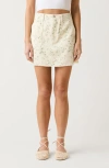 Le Jean Iris Print Denim Miniskirt In Nude