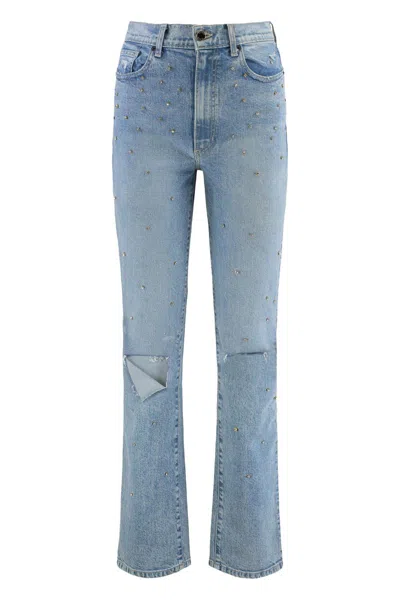 Le Jean Studded Distressed Jeans In Blue