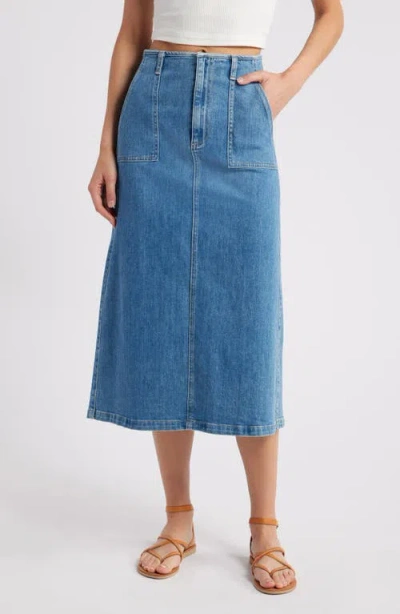 Le Jean Jocelyn Denim Midi Skirt In Desert