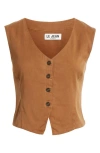 Le Jean Joplin Waistcoat Vest Safari Tan In Safari Tan