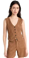 Le Jean Joplin Waistcoat Vest Safari Tan In Safari Tan