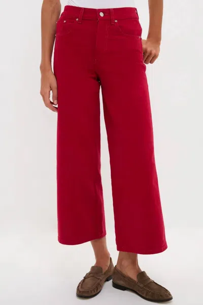 Le Jean Juliette High Rise Wideleg Ank In Red In Multi