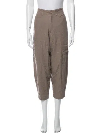 Pre-owned Le Jean Linen Straight Leg Pants In Brown