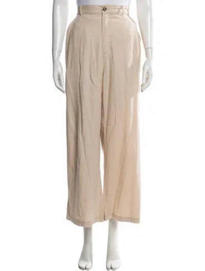 Pre-owned Le Jean Linen Wide Leg Pants In Neutrals