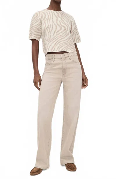 Le Jean Lulu Crew Neck Sweater In Zebra In Neutral