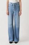 Le Jean Margot Drawstring High Waist Barrel Jeans In Blue