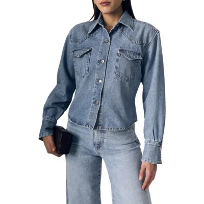 Le Jean Martha Western Denim Button-up Shirt In Blue