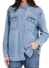 Le Jean Mimi Overshirt In Salt Blue In Multi