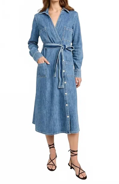 Le Jean Misty Midi Dress In Daisy In Blue