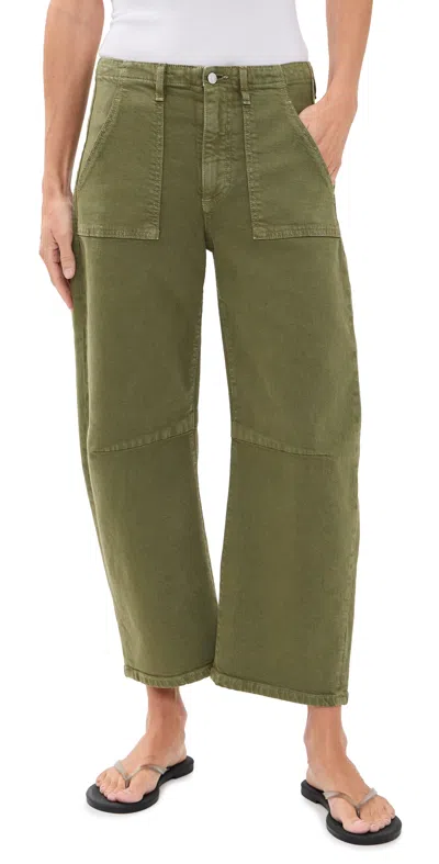 Le Jean Petite Utility Soft Barrel Jeans Olive Green