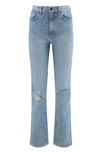 Le Jean Rhinestone-embellished Ripped Denim Jeans In Blue