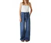 Le Jean Rory Relaxed Tie Waist Wide Leg Jeans In Blue
