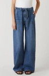 Le Jean Rory Relaxed Tie Waist Wide Leg Jeans In Cascade