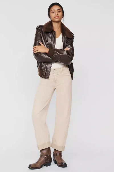 Le Jean Selena Long Mid-rise Tapered Jeans In Brown