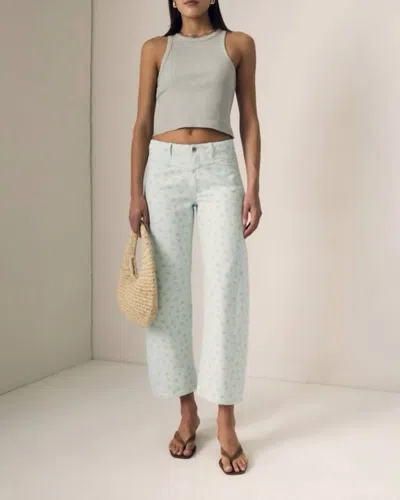 Le Jean Selena Mid Rise Crop Jeans In Minty Floral In Multi