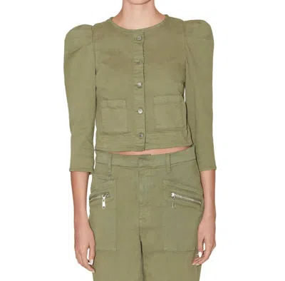 Le Jean Sienna Jacket In Military In Green
