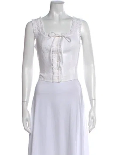 Pre-owned Le Jean Square Neckline Sleeveless Top In White