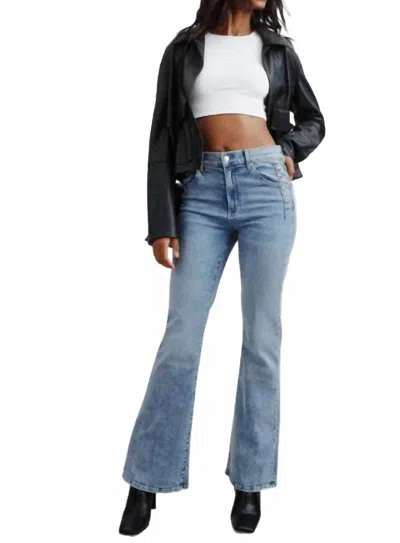 Le Jean Studded Farrah Flare Jeans In Blue Heaven