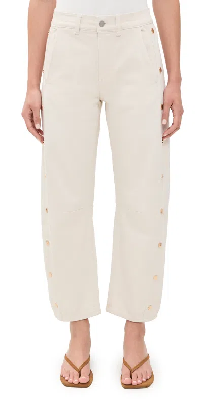 Le Jean Studded Frankie Barrel Jeans Bone In Neutral