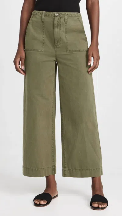 Le Jean Utility Ankle Trousers In Olive Green