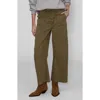 Le Jean Colette Patch Pocket Ankle Pants In Olive Green