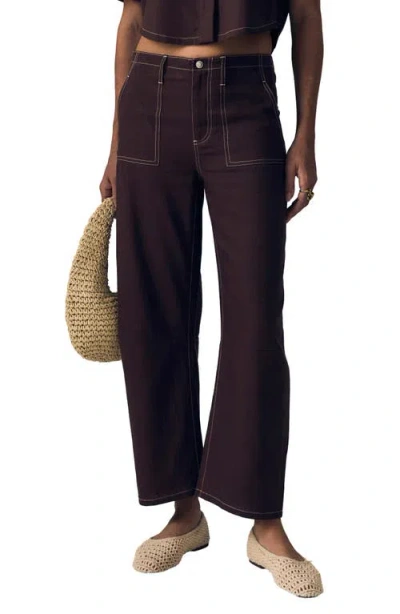Le Jean Utility Crop Barrel Leg Jeans In Brown