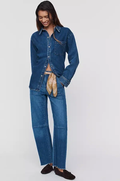 Le Jean Utility High-rise Barrel Jeans In Dark Wash