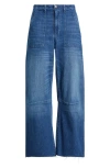 Le Jean Utility Raw Hem Crop Barrel Jeans In Blue