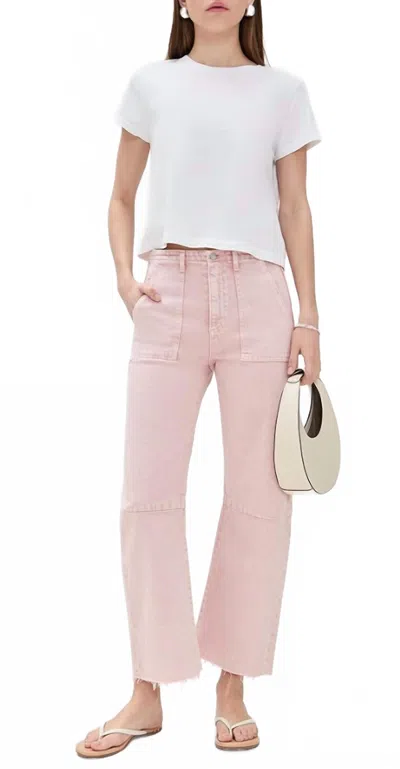 LE JEAN UTILITY SOFT BARREL JEANS IN DUSTY PINK