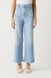 Le Jean Virginia Patch Pocket High Waist Ankle Wide Leg Jeans In Blue