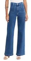 Le Jean Virginia Patch Pocket High Waist Ankle Wide Leg Jeans In Love Song