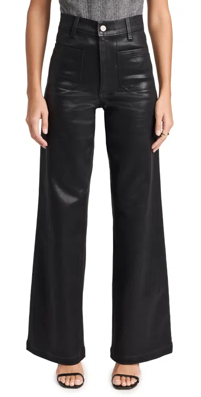 Le Jean Virginia Wideleg Pants In Black Coated