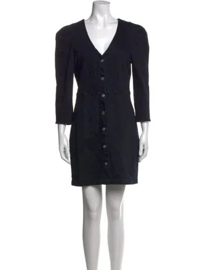 Pre-owned Le Jean V-neck Mini Dress In Black