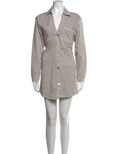 Pre-owned Le Jean V-neck Mini Dress In Grey