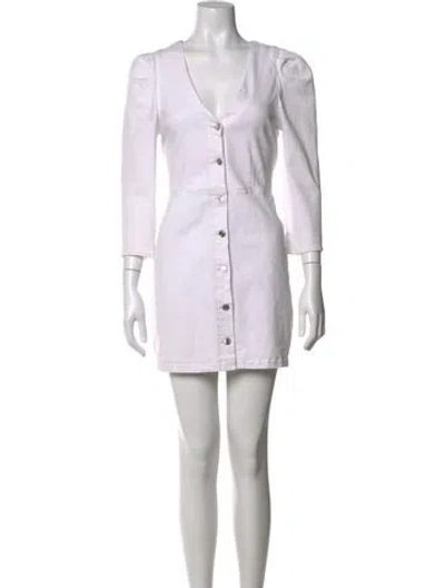 Pre-owned Le Jean V-neck Mini Dress In White