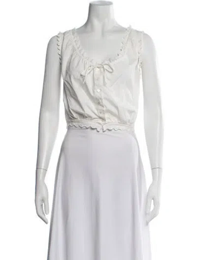 Pre-owned Le Jean V-neck Sleeveless Crop Top In White