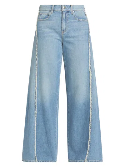 Le Jean Women's Joss Frayed-seam Wide-leg Jeans In Blue