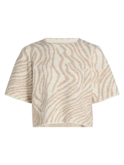 Le Jean Lulu Crew Neck Sweater In Zebra In Neutral