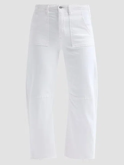 Le Jean Women's Petite Utility Soft Barrel Jeans In White