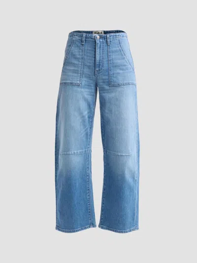 Le Jean Women's Utility Barrel-leg Crop Jeans In Blue