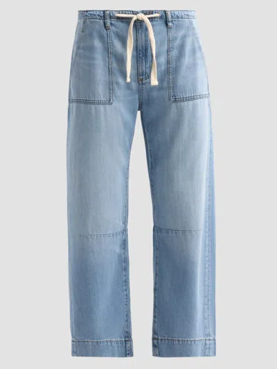 Le Jean Women's Weightless Utility Soft Barrel-leg Drawstring Jeans In Blue