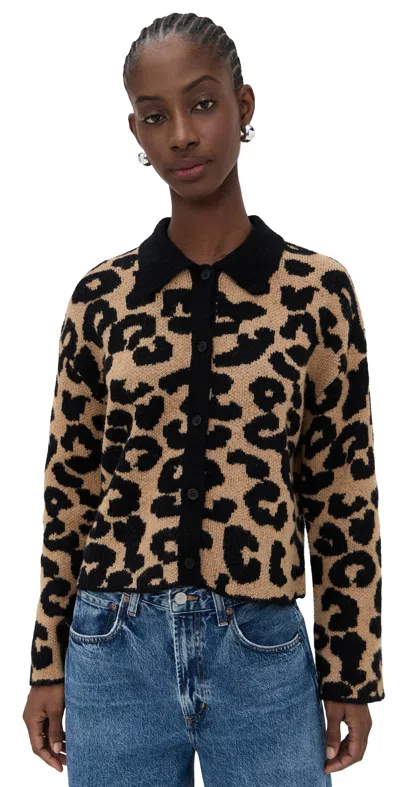 Le Jean Wren Cardigan Leopard In Brown