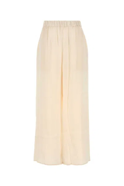 Le Kasha Ivory Silk Wide-leg Pant In White