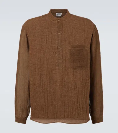 Le Kasha Amasa Linen Gaz Tunic In Tabacco
