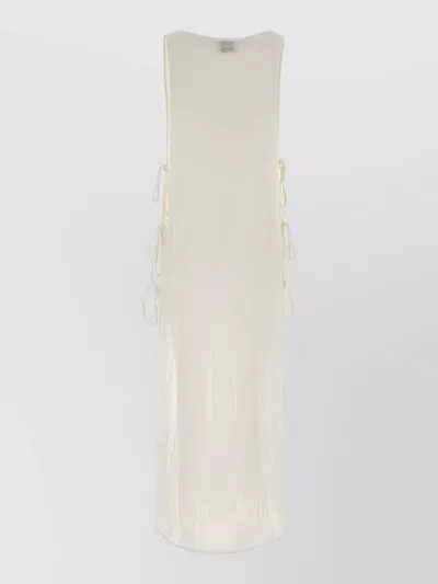 Le Kasha Beach Dress Cover Up Sheer Side Ties In White