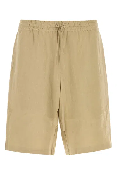 Le Kasha Beige Linen Bermuda Shorts In Brown