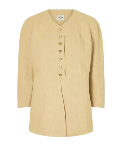 Le Kasha Amada Heavy Linen Jacket In Brown